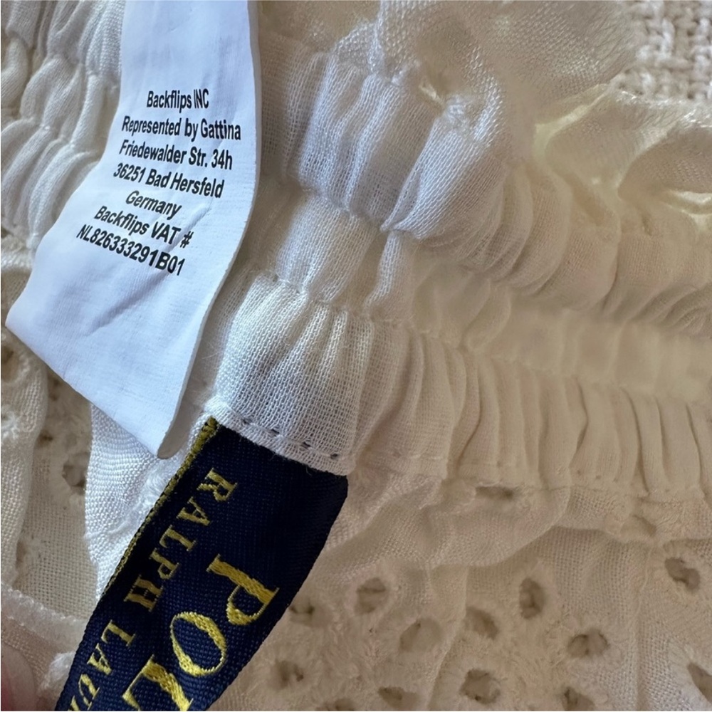 Ralph Lauren POLO Cream Eyelet Strapless Romper | Neutral Minimalist Summer | M - Picture 7 of 7